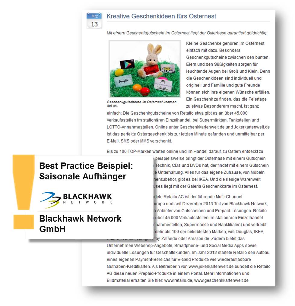 Pressemitteilung von Blackhawk Network GmbH gibt kreative Geschenkideen fürs Osternest