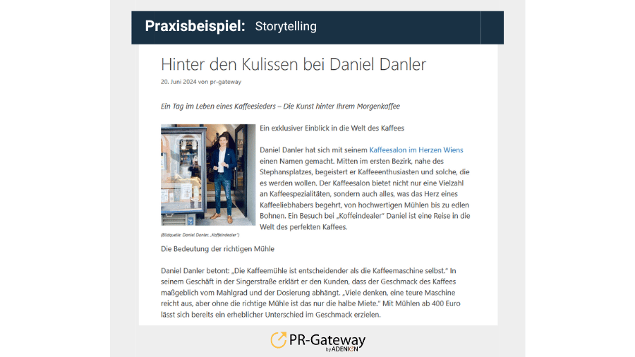 Der KoffeinDealer e.U. versteht sich als eine moderne Alternative zu den traditionellen Kaffeehäusern in Wien und bietet in einer Pressemitteilung einen Blick hinter die Kulissen eines Kaffeesieders. https://reisen.pr-gateway.de/hinter-den-kulissen-bei-daniel-danler/