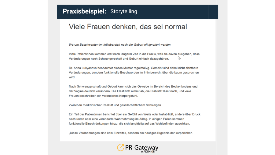 Storytelling Beispiel: Viele Frauen denken, das sei normal
