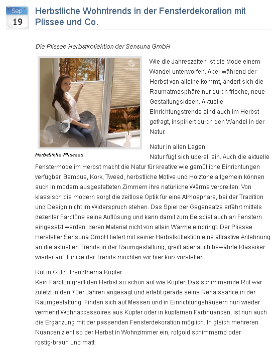 Die Sensuna GmbH setzt auf saisonale Trends & Tipps