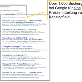 Fundstellen in Suchmaschinen durch Online Pressemitteilungen