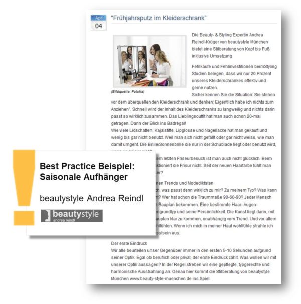 Beispiel Frühlings PR Frühjahresputz im Kleiderschrank