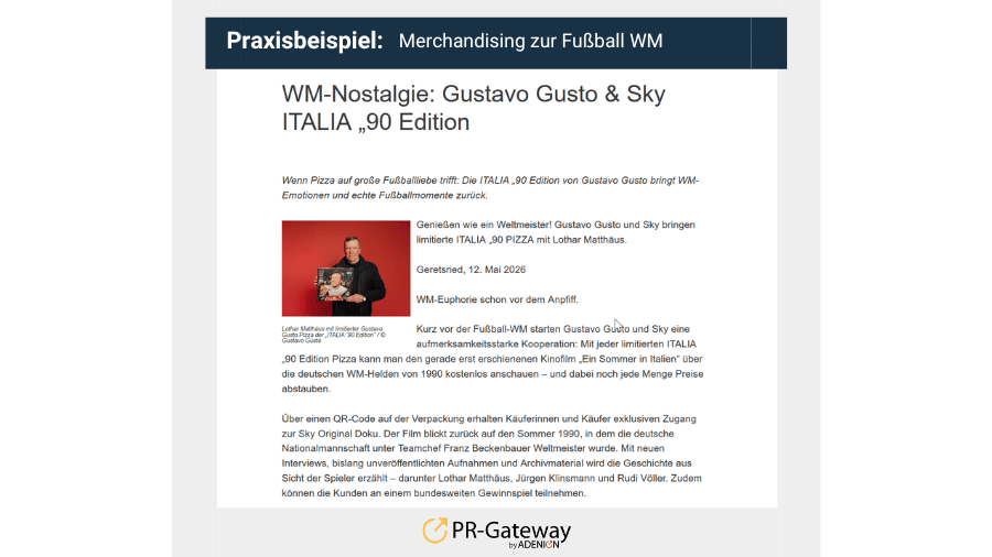 Newsjacking zur Fußball-WM: Praxisbeispiel Gustavo Pizza Nostalgie