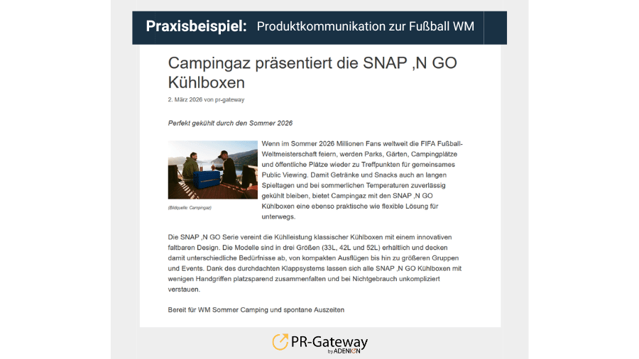 Newsjacking zur Fußball-WM: Praxisbeispiel Campinkgaz präsentiert Kühlbox für Fanparties im Freien
