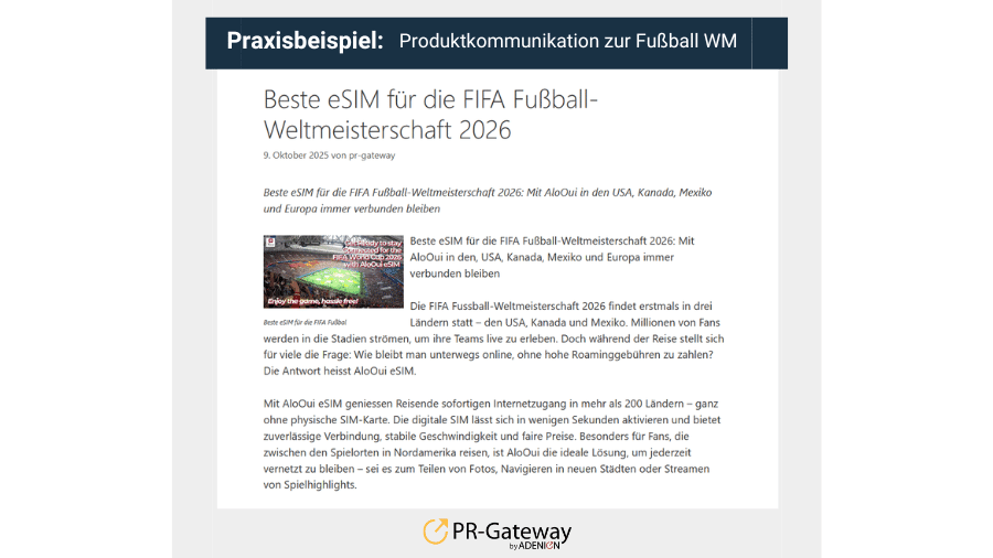Newsjacking zur Fußball-WM: Praxisbeispiel AloOui - Beste eSIM für die Fußball Weltmeisterschaft 2026