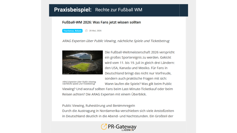 Newsjacking zur Fußball-WM: Praxisbeispiel Recht - ARAG - Was Fans jetzt wissen sollten