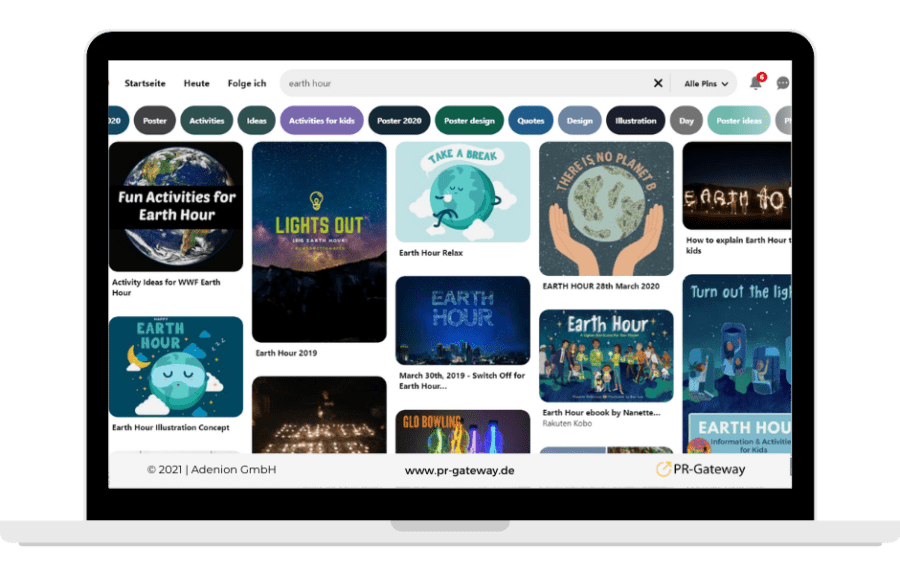 Pinterest Suche zum Thema Earth Hour