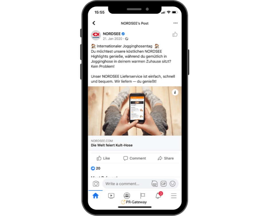 Social Media Post von Nordsee zum Jogginghosentag