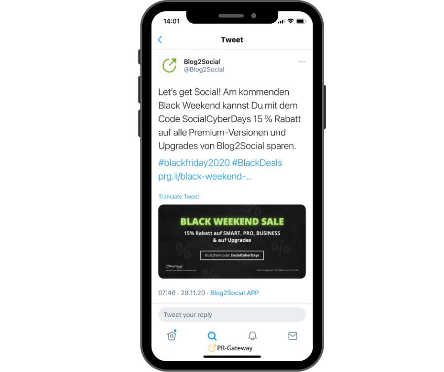 Aktionstage: Black Friday Tweet Blog2Social
