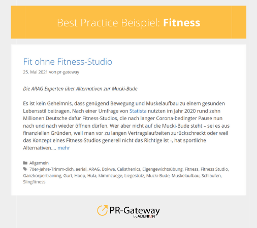 Sommer-PR: Best Practice Beispiel Fitness