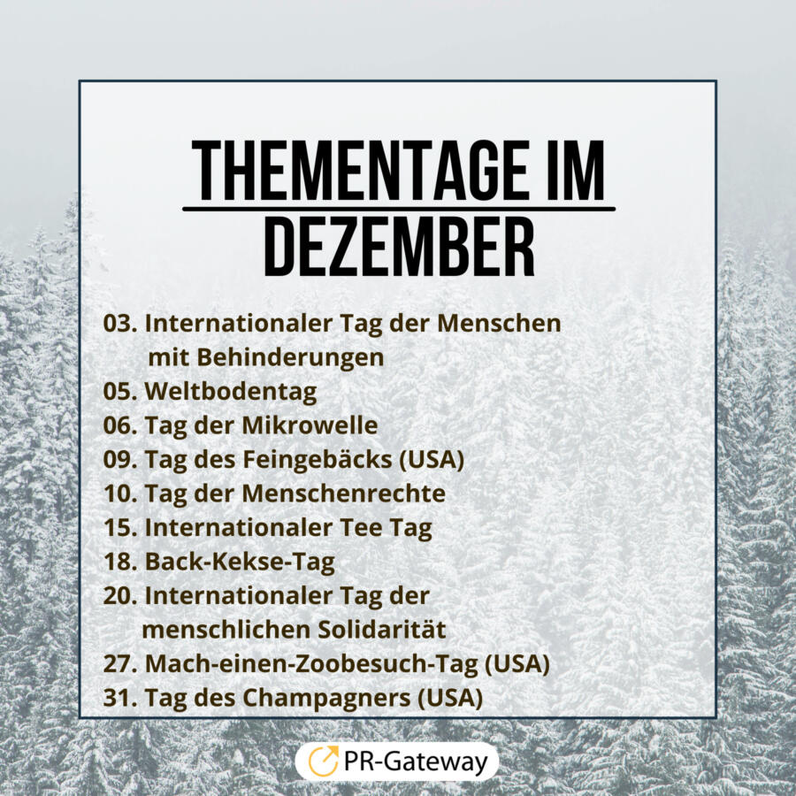 WeihnachtsPR Thementage im Dezember