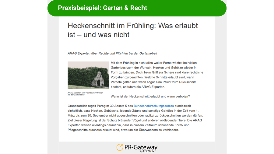 Frühlings PR Themenideen: Haus und Garten Recht