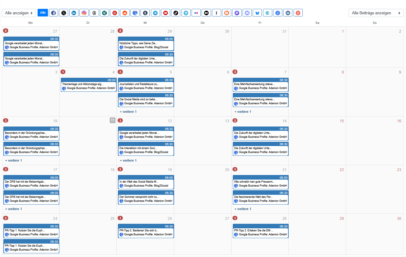 Social Media Kalender