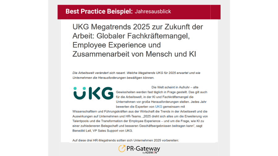 Weihnachts-PR-Tipp Jahresausblick Branchentrends