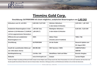 Ringler Research: Studie über Timmins Gold Corp. veröffentlicht / Analytischer Bewertungskurs 1,40 CAD / 1,17 (+250% Kurspotenzial)