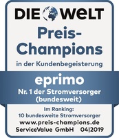 eprimo erneut "Preis-Champion" bei Strom und Gas