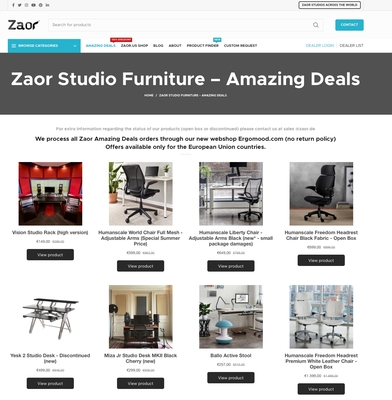 Zaor integriert "Amazing Deals" auf zaorstudiofurniture.com