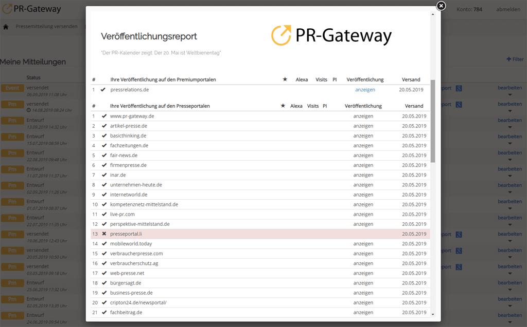 PR-Gateway Basis-Report