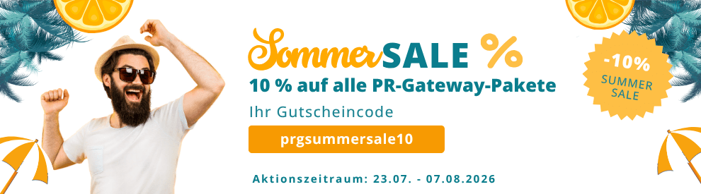 Sommerangebot 10% sparen mit dem Code prgsummersale10